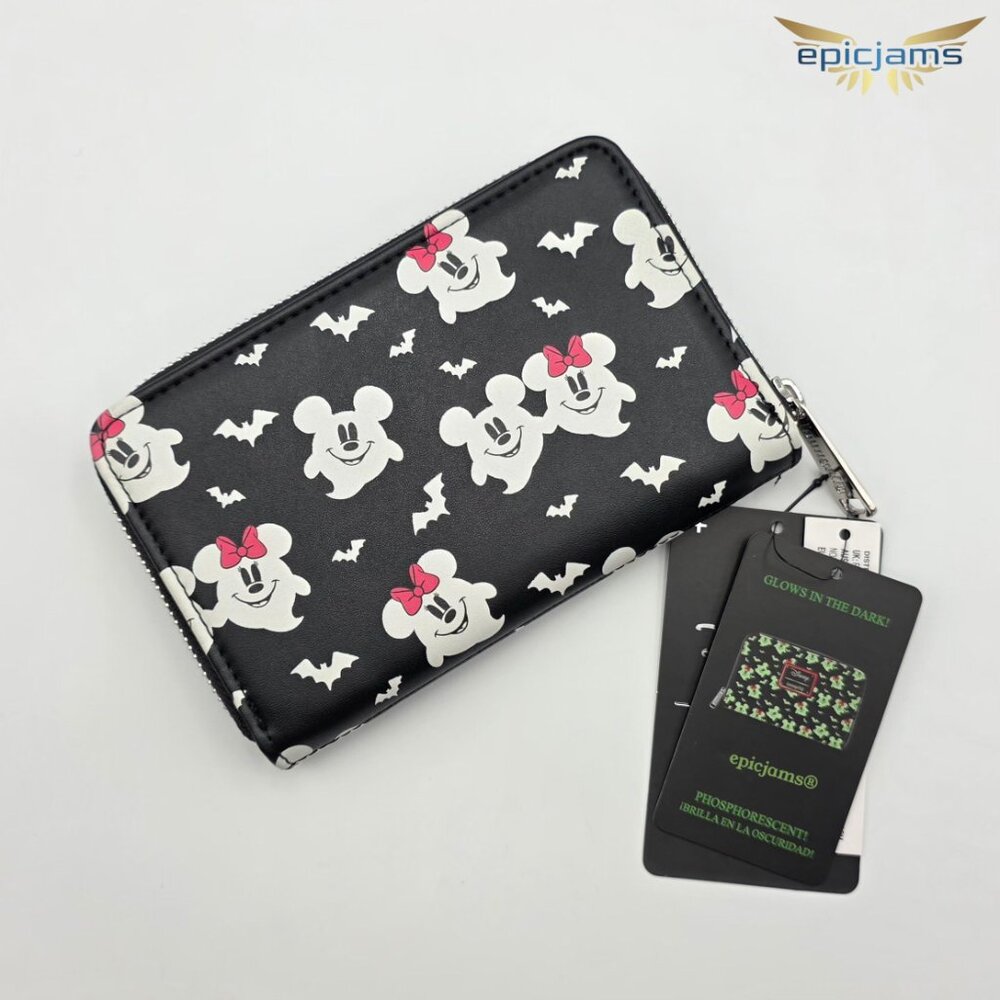 Loungefly Disney Mickey & Minnie Mouse Ghostly Glow-in-the-Dark Mini Backpack Se - Picture 7 of 9